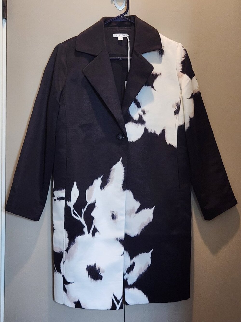 NWT Chicos Florence Mirage Topper Long Jacket/Blazer SZ 0P (4/6) SMALL PETITE